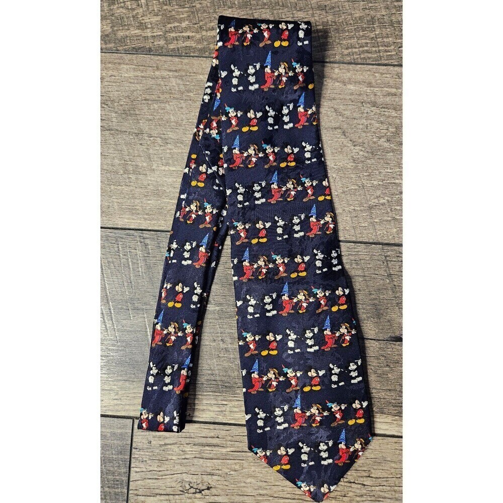 Disney Vintage The Disney Store Navy Blue Silk Tie Evolution of Mickey Mouse - Picture 2 of 3
